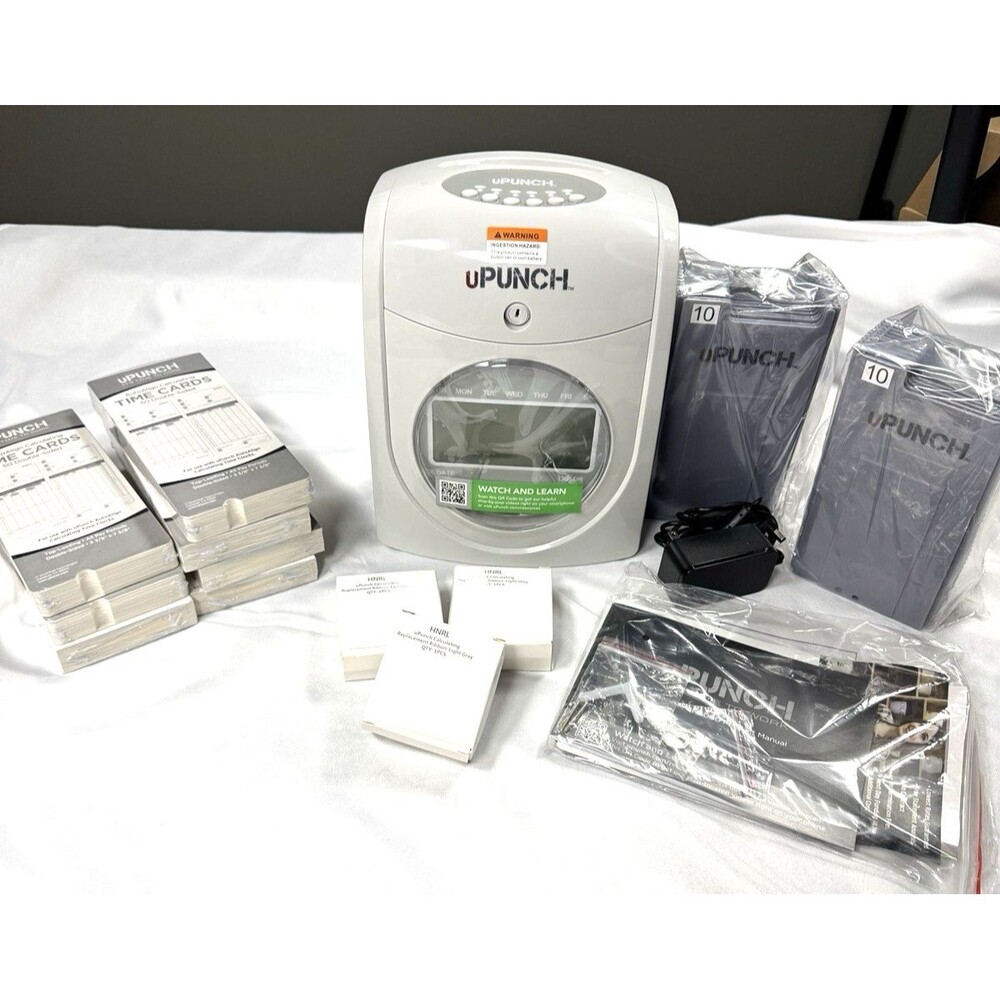 Upunch HN4540 Employee Time Clock Bundle With Card Rack W/ Key & time cards Ink